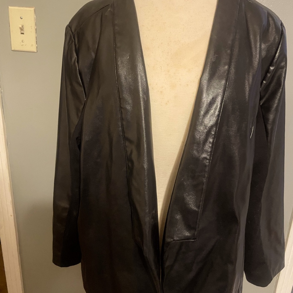 Plus size black faux leather jacket